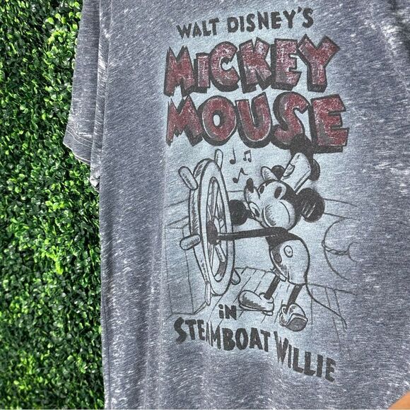 Disney World Mickey Mouse Grey Burnout Tee Sz L - Picture 2 of 4
